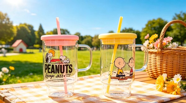 Taza Vidrio Snoopy con tapa