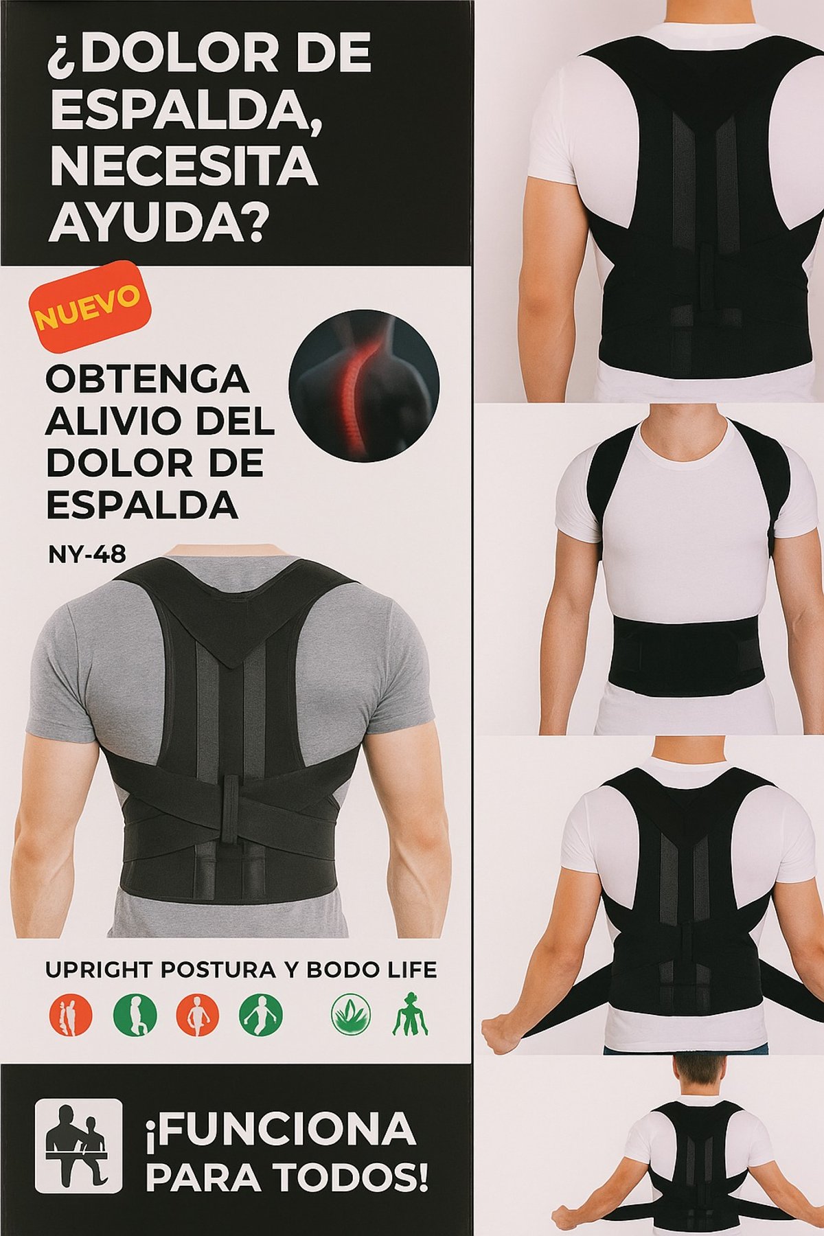 Faja tipo chaleco corrector de Postura