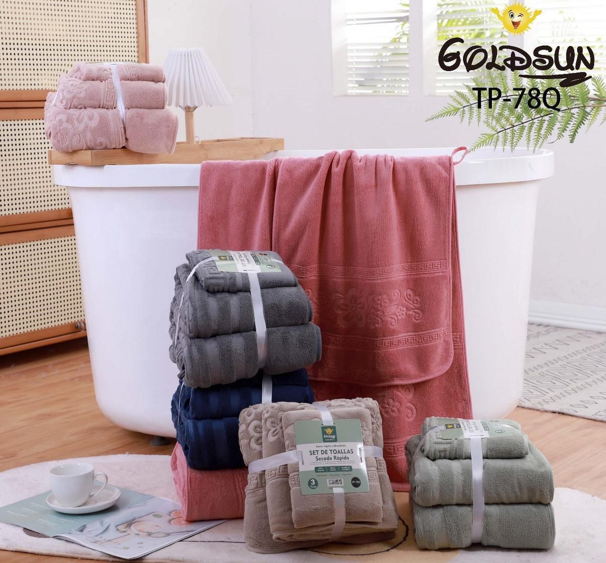  Set de Toallas Premium GOLDSUN TP-78Q - Secado Rápido y Máxima Suavidad ✨