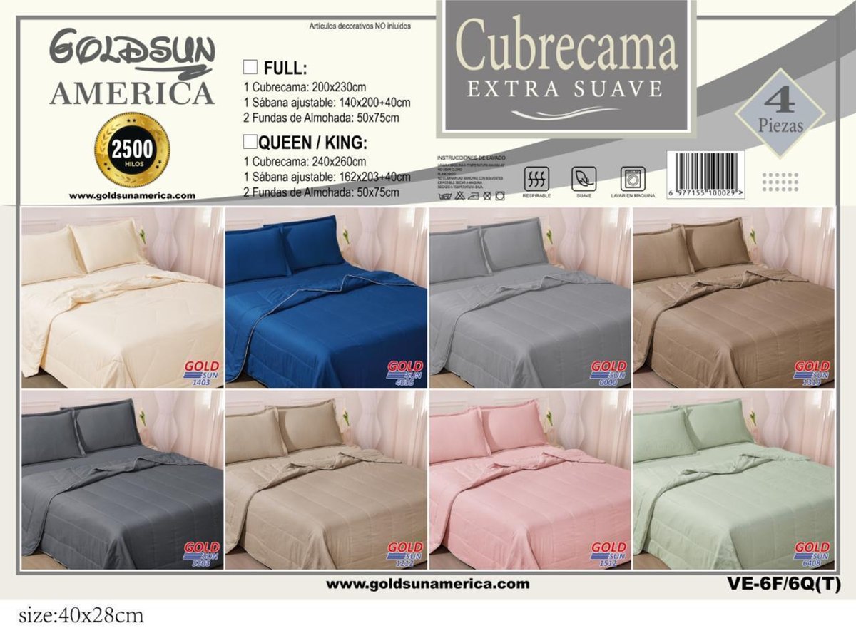 🛏️ CUBRECAMA GOLD SUN AMERICA – EXTRA SUAVE 2500 HILOS 🌙✨