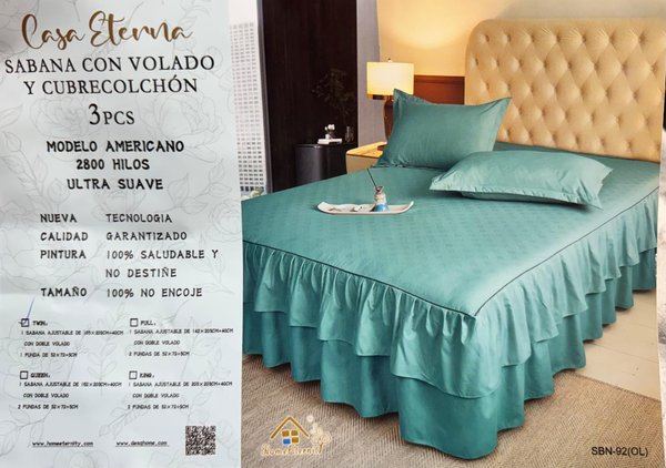 ​👑✨ Juego de Cama LUJO VOLADO AMERICANO - Casa Eterna ✨👑