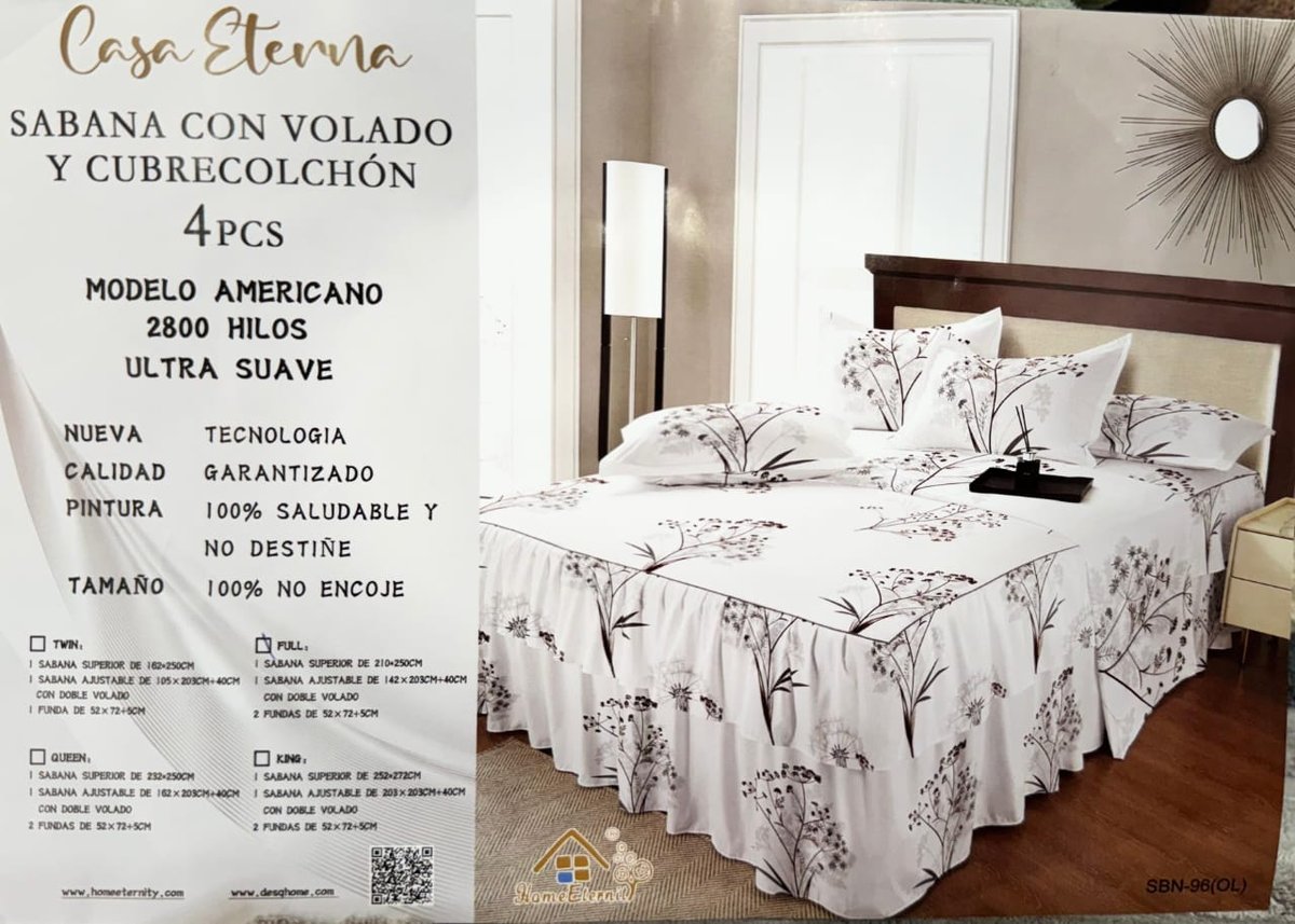 ​👑✨ Juego de Cama LUJO VOLADO AMERICANO - Casa Eterna ✨👑