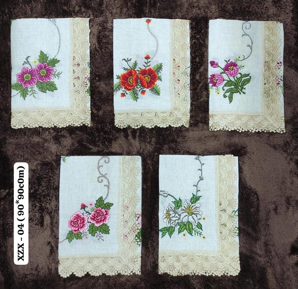 Camino de Mesa Bordado con Encaje 🍎🌸