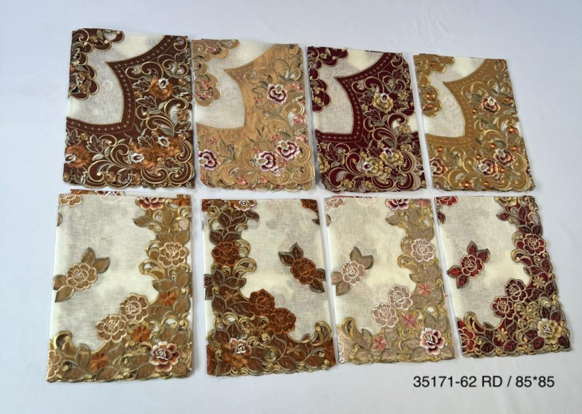 Camino de Mesa Bordado con Encaje 🍎🌸