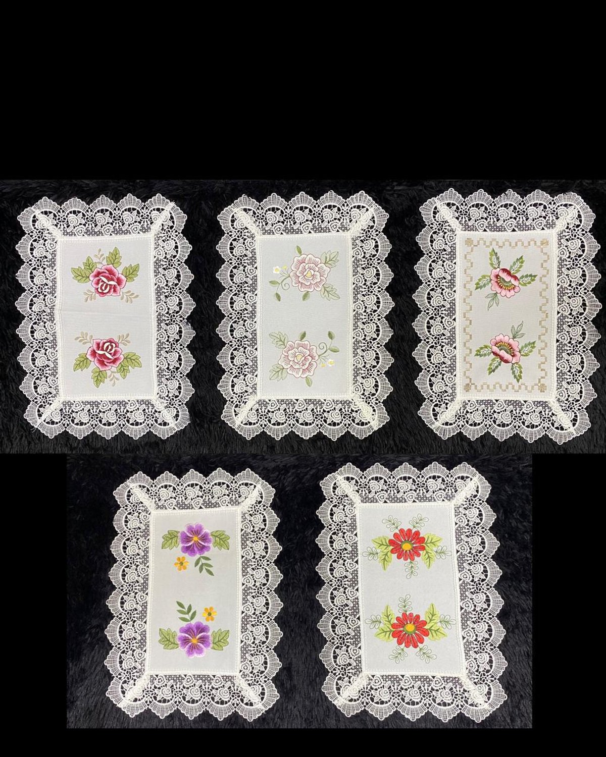 Camino de Mesa Bordado con Encaje 🍎🌸 - 5