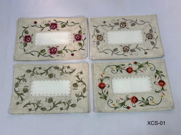 Camino de Mesa Bordado con Encaje 🍎🌸