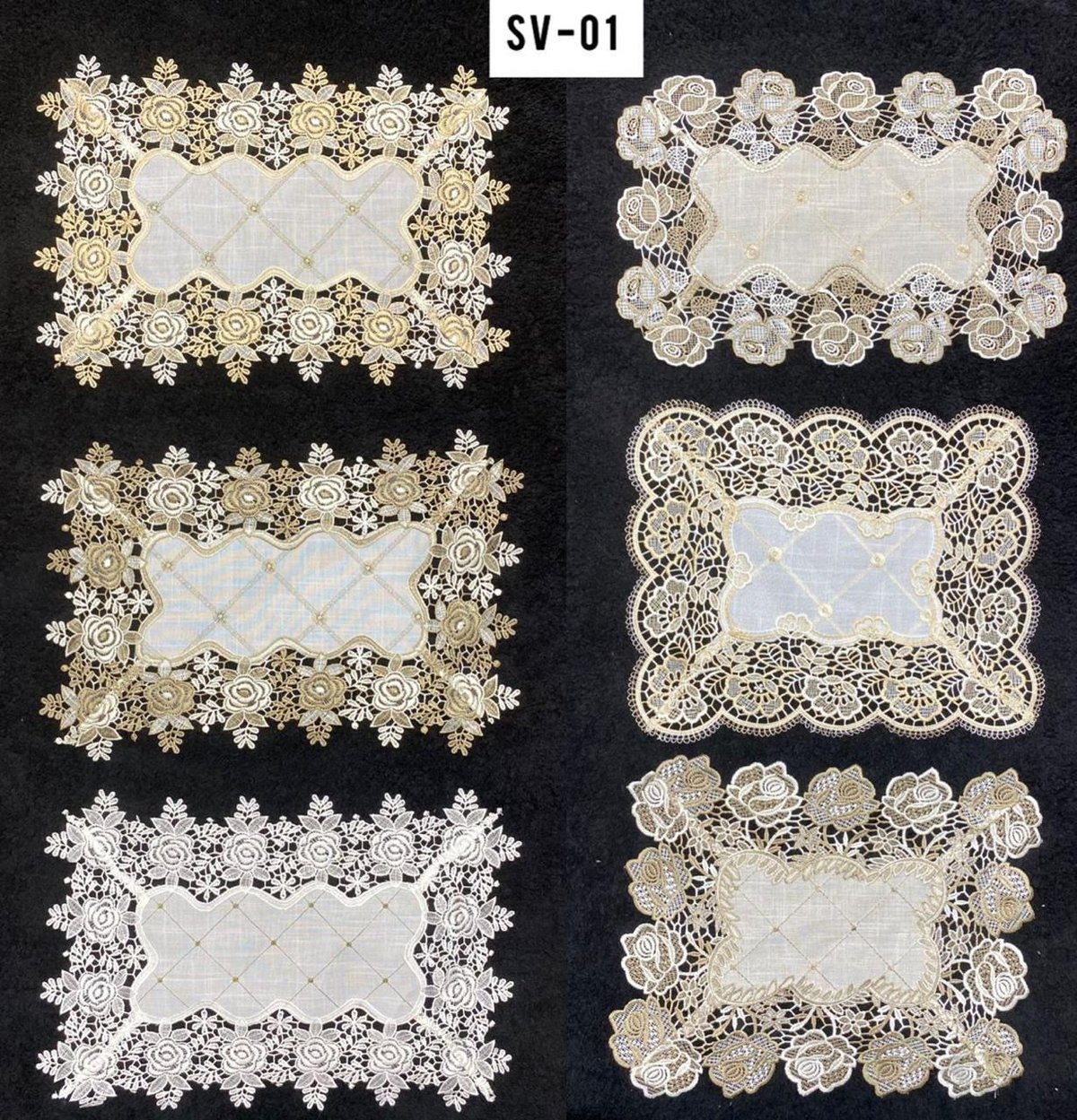 Camino de Mesa Bordado con Encaje 🍎🌸