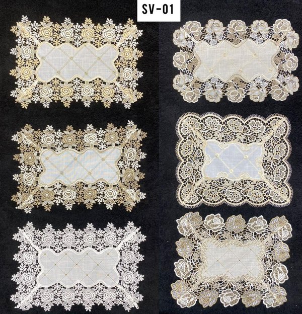 Camino de Mesa Bordado con Encaje 🍎🌸