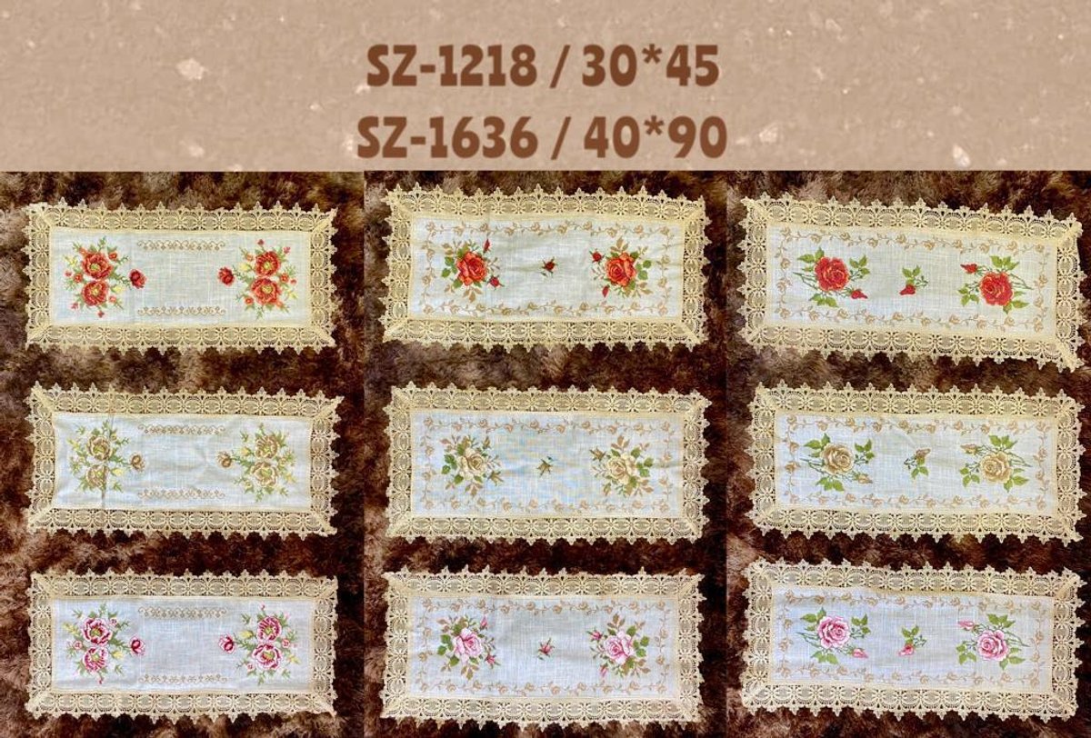 Camino de Mesa Bordado con Encaje 🍎🌸 - 4