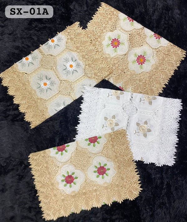 Camino de Mesa Bordado con Encaje 🍎🌸