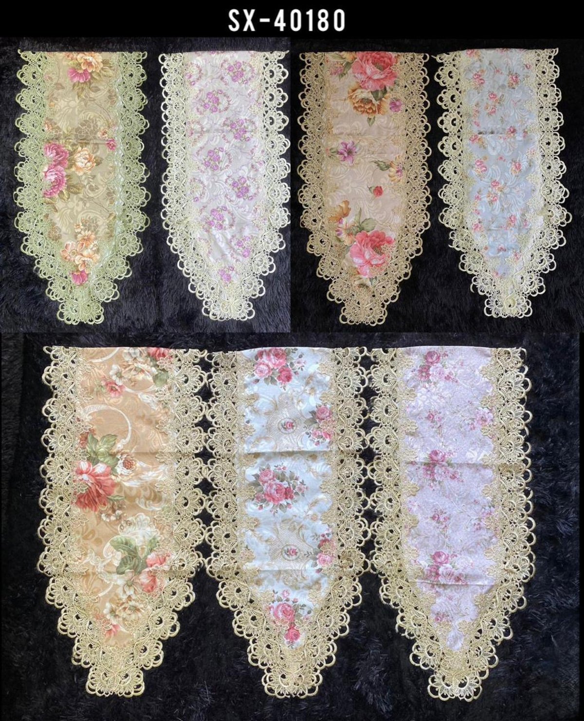 Camino de Mesa Bordado con Encaje  - 6