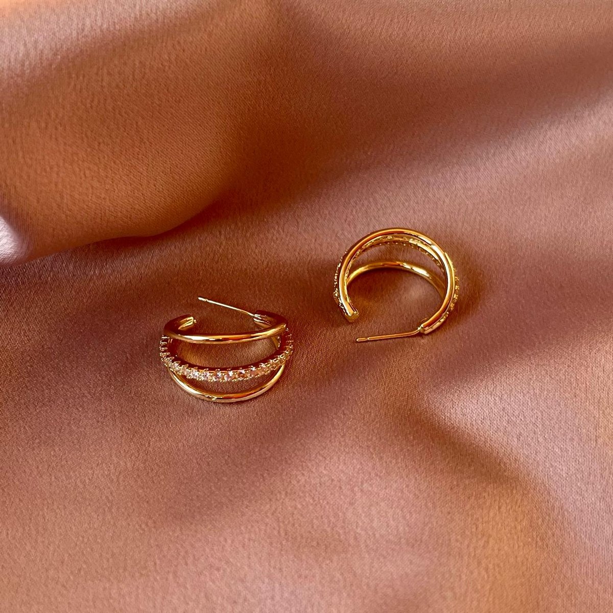 Argolla triple con Zirconitas