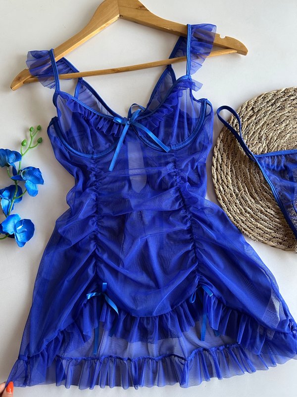 Babydol de tul transparente azul 