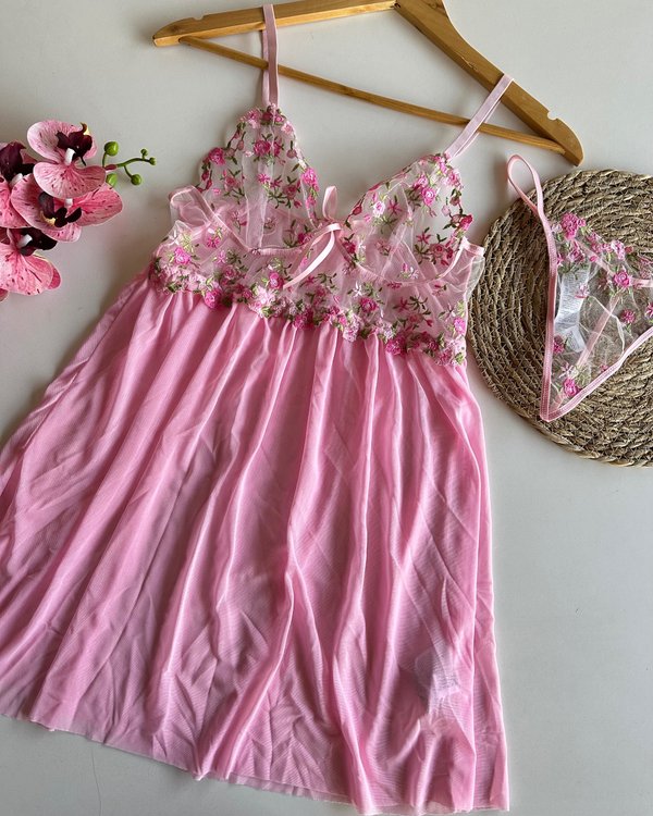 Babydol de tul y bordados florales
