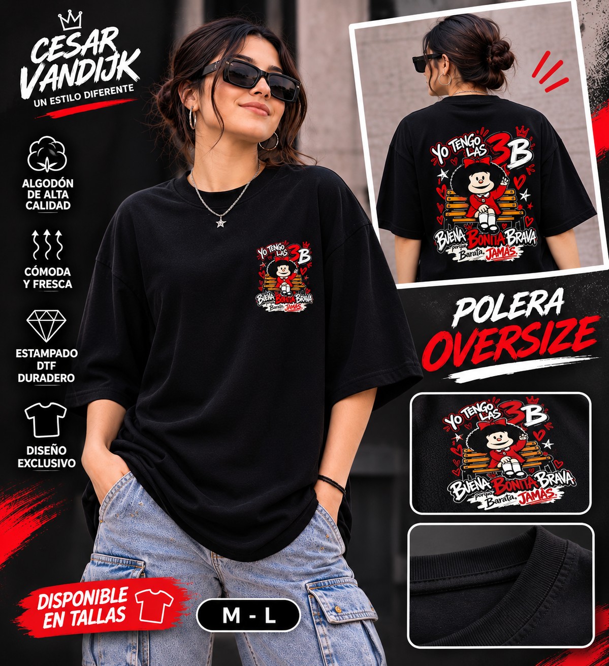 DISEÑO GRÁFICO MAFALDA -FERMENINA - OVERSIZE