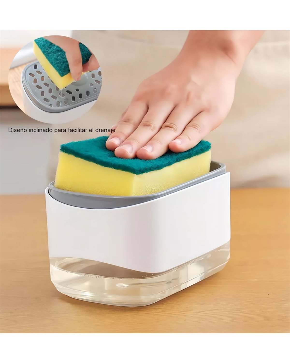 🧽 Porta Esponja con Dispensador de Jabón – 2 en 1, práctico y funcional - 4