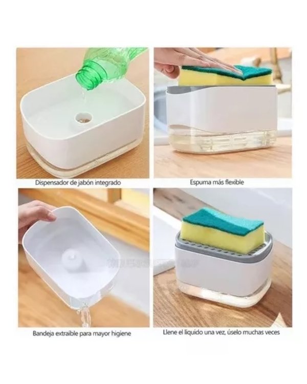 🧽 Porta Esponja con Dispensador de Jabón – 2 en 1, práctico y funcional
