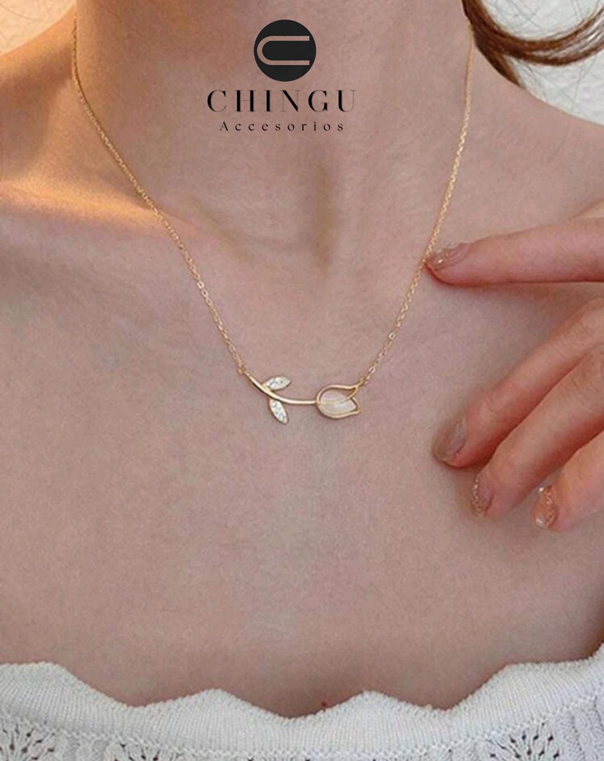 Collar con colgante Tulipán simple