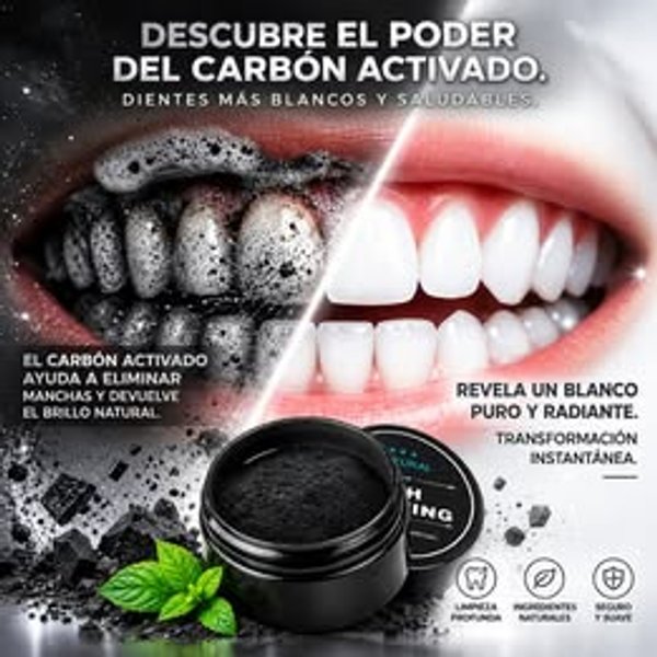 Polvo Blanqueador Dental de Carbón
