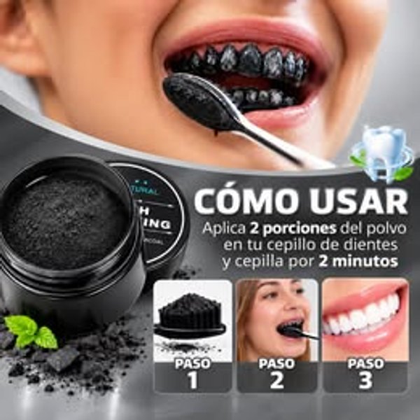 Polvo Blanqueador Dental de Carbón