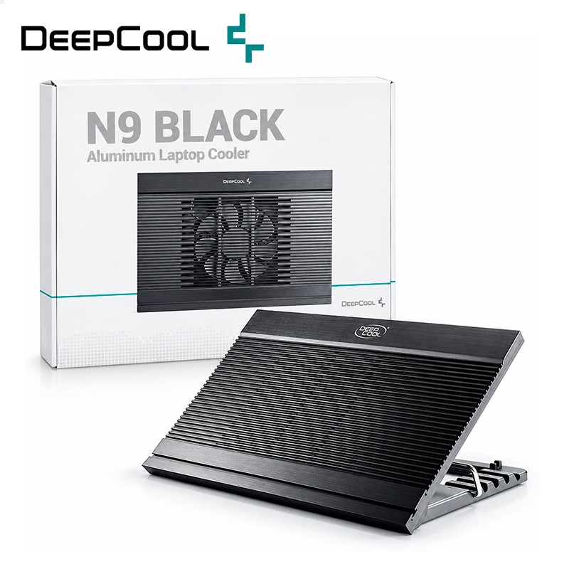 Base Enfriadora DeepCool N9 Black / Panel de Aluminio / Ventilador de 140mm Ajustable / Altura e Inclinación Regulable / Hub USB