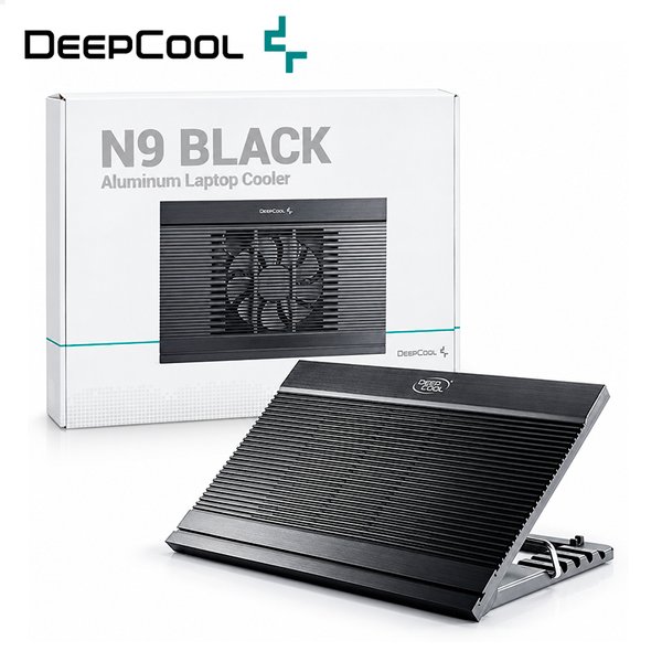 Base Enfriadora DeepCool N9 Black / Panel de Aluminio / Ventilador de 140mm Ajustable / Altura e Inclinación Regulable / Hub USB
