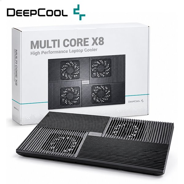 Base Enfriadora DeepCool Multi Core X8 / Sistema de 4 Ventiladores / Tecnología M.C.T. / Panel de Aluminio / Soporta Laptops hasta 17" / Hub USB