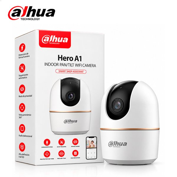 Dahua Hero A1 3MP | Resolución 2K | Pan/Tilt 360° | Detección Humana | Seguimiento Automático | Wi-Fi | Compatible con MicroSD