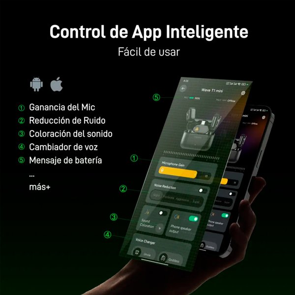 Micrófono Inalámbrico Maono Wave T1 Mini / Con Inteligencia Artificial / Incluye Estuche de Carga y Sistema Dual