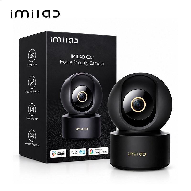 IMILAB C22 / Resolución 3K (5MP - 2880x1620) / Wi-Fi 6 / Detección IA de Humanos y Mascotas / Compatible con Alexa y Google Home