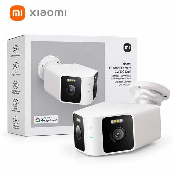 Xiaomi Outdoor Camera CW100 Dual / Sistema de doble lente / Resolución 2K (3 MP) / Visión nocturna / Resistencia a la intemperie / Compatible con Google Home y Alexa