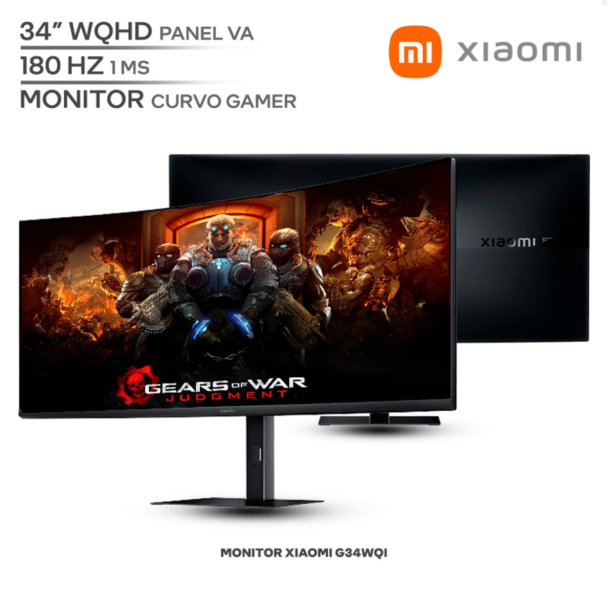 Monitor Xiaomi G34WQi / 34 Pulgadas / Monitor Curvo Gamer / Resolución WQHD / Panel VA / 180Hz / 1ms / Negro