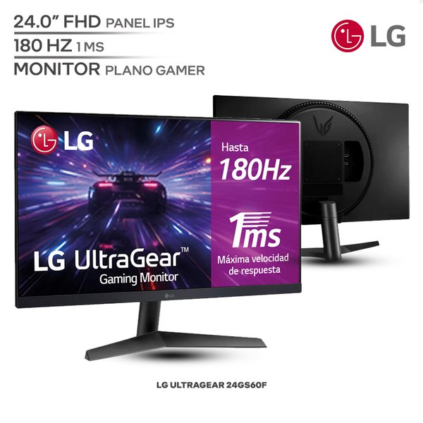 Monitor Gamer LG UltraGear 24GS60F / 24" FHD / Panel IPS / 180Hz / 1ms / HDMI / DisplayPort