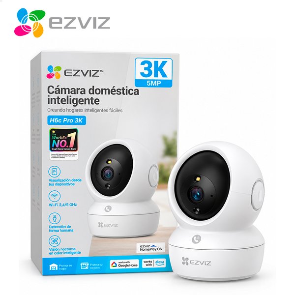 Ezviz H6c Pro 3K 5MP | Resolución 3K | Wi-Fi 2.4/5 GHz | Visión Nocturna en Color Inteligente | Detección de Forma Humana | Compatible con MicroSD