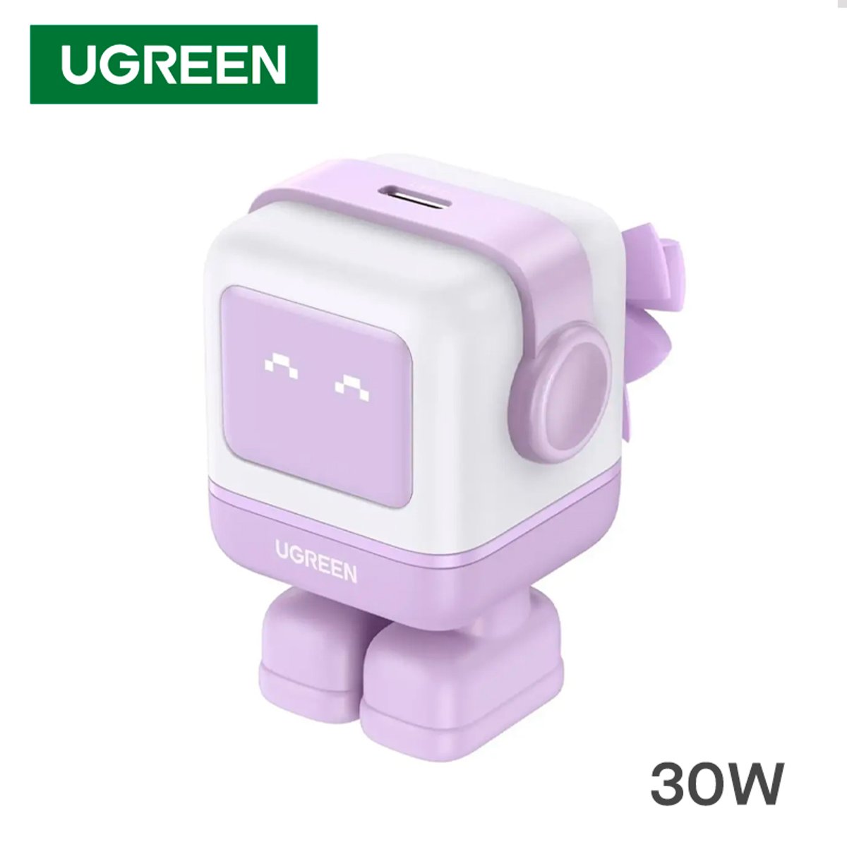 Cargador USB-C 30W Ugreen Nexode Robot GaN / 1 Puerto USB-C / Carga Rápida / Púrpura - 3