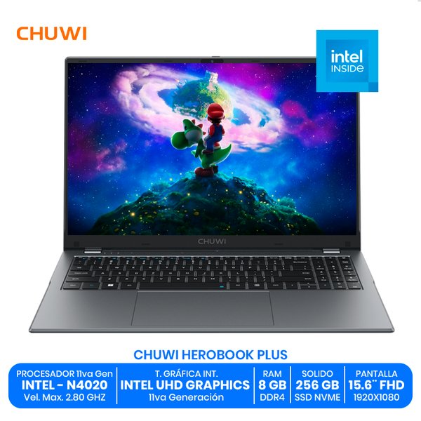 CHUWI HEROBOOK PLUS / Intel Celeron N4020 / 8GB RAM DDR4 / 256GB SSD NVMe / 15.6" FHD