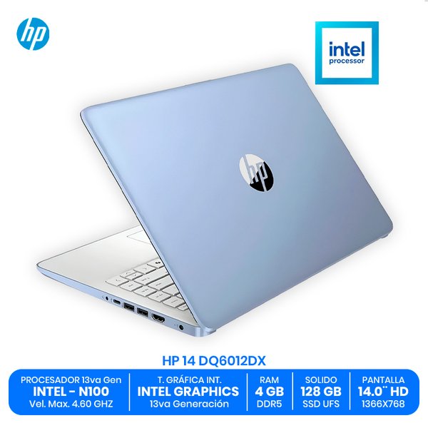 HP 14 DQ6012DX / Intel N100 / 4GB RAM DDR5 / 128GB SSD UFS / 14.0" HD