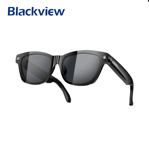 Gafas de Sol Inteligentes Blackview / Cámara 8MP 1200P / Bluetooth V5.4 y Wi-Fi / Reproduce Música / Negro