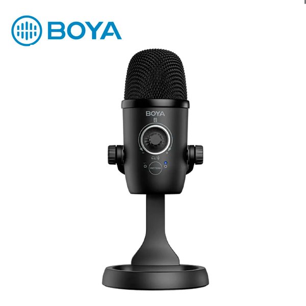 Micrófono de Escritorio USB Boya BY-CM5 / Patrones Polares Seleccionables / Control de Ganancia y Mute / Monitoreo de Auriculares / Incluye Base