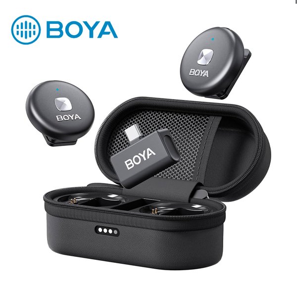 Micrófono Inalámbrico 2.4 GHz Boya Omic-D USB-C / Set de 2 Micrófonos / Horas de Batería hasta 15h con Estuche / Cancelación de Ruido