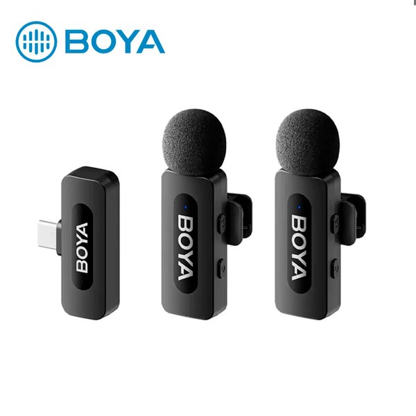 Micrófono Inalámbrico 2.4 GHz USB-C Boya BY-V20 / Set de 2 Micrófonos / 9 Horas de Batería / Cancelación de Ruido / Portátil