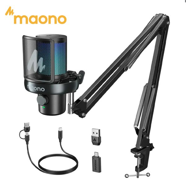 Micrófono de Escritorio Maono DM40 Pro S Wireless / Con Iluminación RGB / Incluye Brazo Articulado y Filtro Antipop
