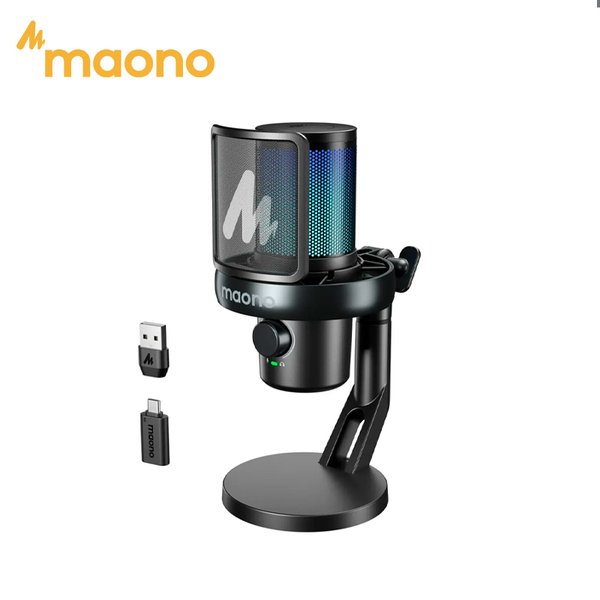 Micrófono Inalámbrico Maono DM40 Pro Wireless / Batería de 75h / Con Iluminación RGB / Incluye Receptor y Base
