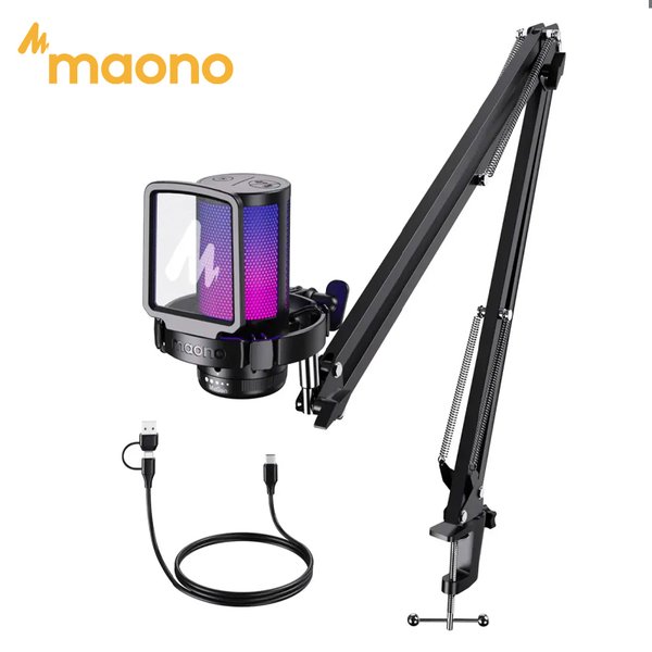 Micrófono USB Maono Dgm20S / Con Iluminación RGB / Incluye Brazo Articulado y Filtro Antipop