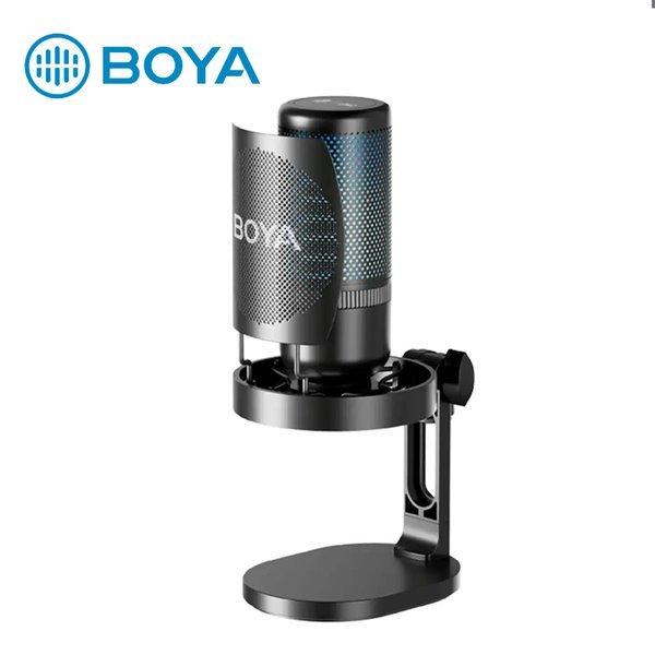 Micrófono USB Boya K3-02 / Con Cancelación de Ruido / Botones de Control y Mute / Con Iluminación RGB / Incluye Base y Filtro Antipop