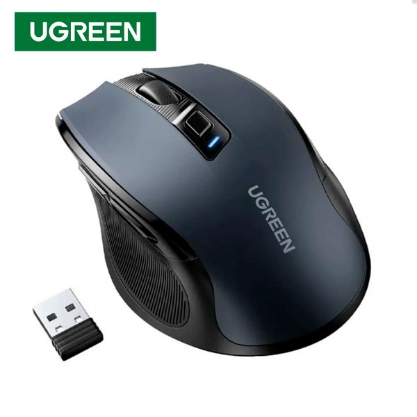 Mouse Ergonómico UGREEN / Inalámbrico 2.4GHz con Receptor USB / 1 Pila AA (Hasta 18 Meses) / Hasta 4000 DPI / 6 Botones / Negro