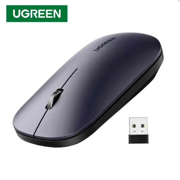 Mouse Inalámbrico UGREEN / 2.4GHz con Receptor USB / 1 Pila AA (Hasta 18 Meses) / Diseño Ultra Slim / Negro