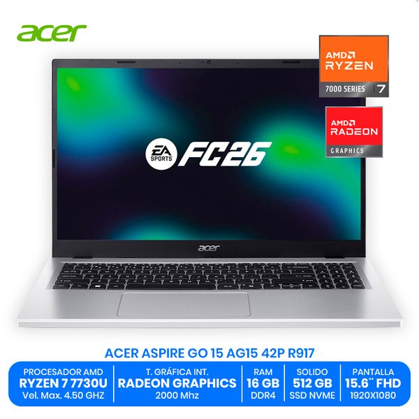 ACER ASPIRE GO 15 AG15-42P-R917 / AMD Ryzen 7 7730U / 16GB RAM DDR4 / 512GB SSD NVMe / 15.6" FHD