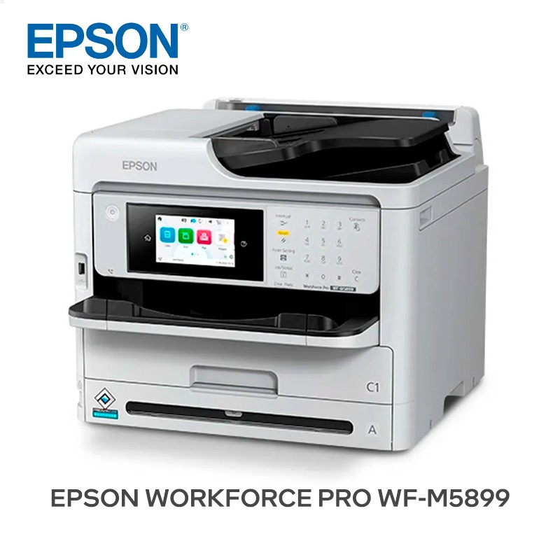 Impresora Multifuncional Monocromática Epson WorkForce Pro WF-M5899 / Blanque y Negro / Wi-Fi / Ethernet / Dúplex Automático / Pantalla Táctil 4.3" / USB
