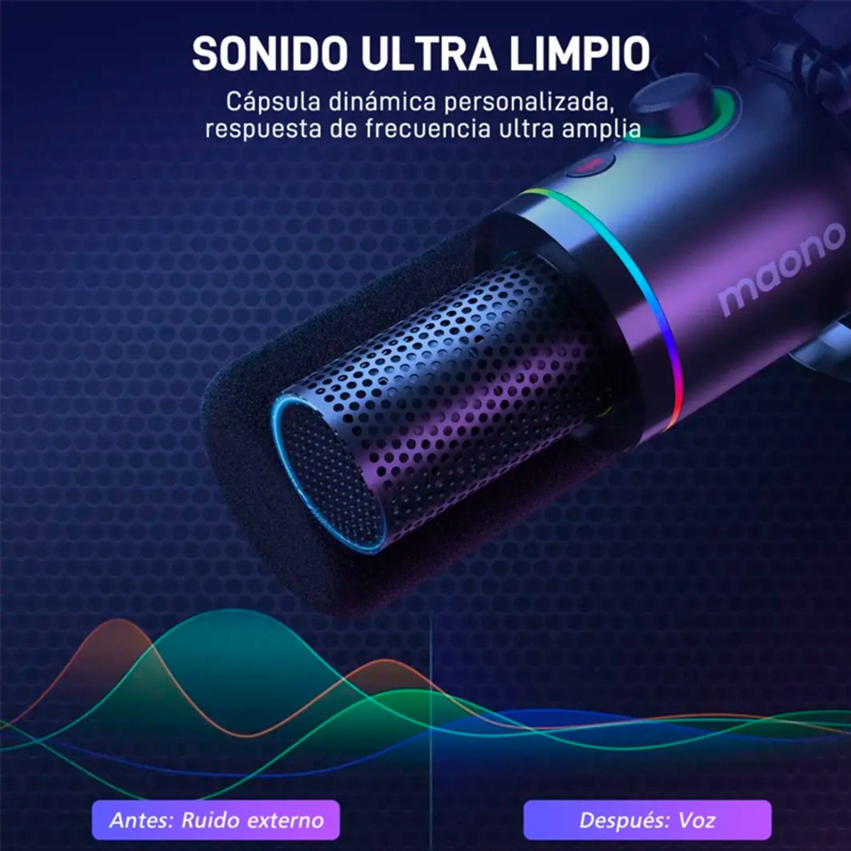 Micrófono Dinámico Maono PD200XS USB/XLR / Con Iluminación RGB y Brazo Articulado - 2